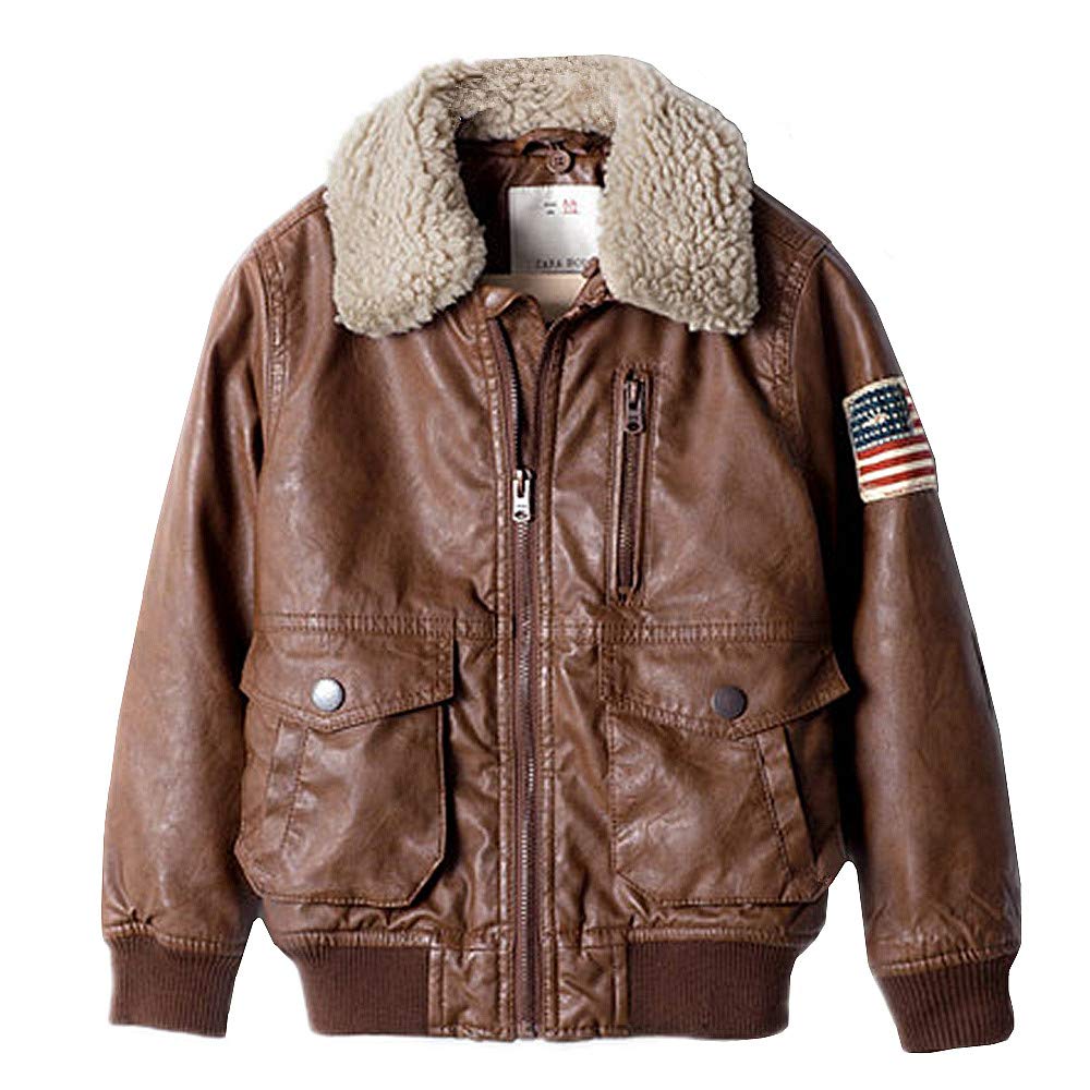 Amazon.com: ZPW Kids PU Leather Flight Bomber Aviator Jacket